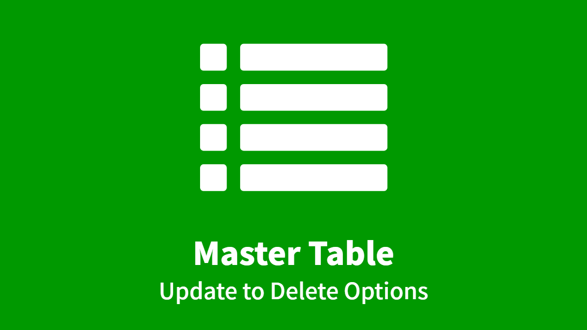 Master Table: Update to Delete Options