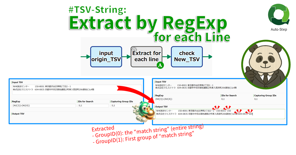 #TSV-String: Extract by RegExp for each Line