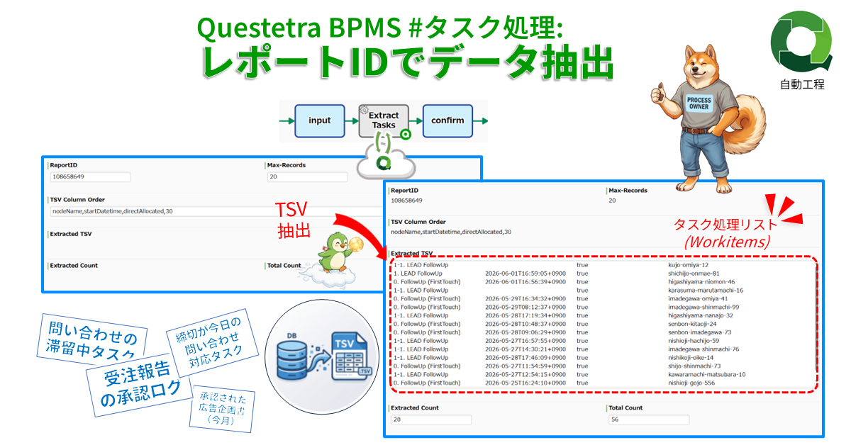 Questetra BPMS #タスク処理: レポートIDでデータ抽出